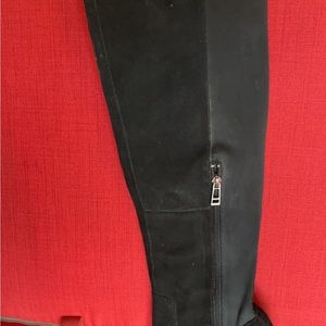 Knee high black suede boots 7.5